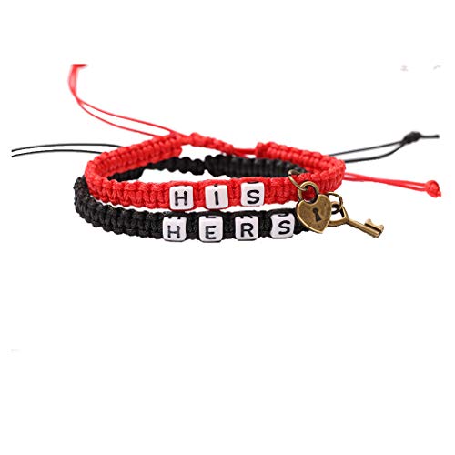 Hemlock his hear couple bracelets lock core key handwoven bracel…