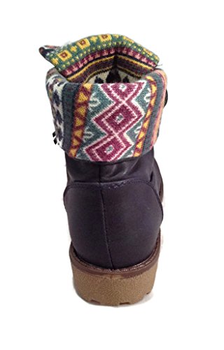 Bella Marie Newyork-28K Girl Kids Girls Youth Fold Over Combat Print Boots Synthetic Shoes4