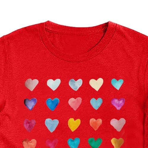 Image of Valentines Shirts for Women: 2025 Valentine Love Heart Printed Graphic Tshirt Cute Girls Casual Top