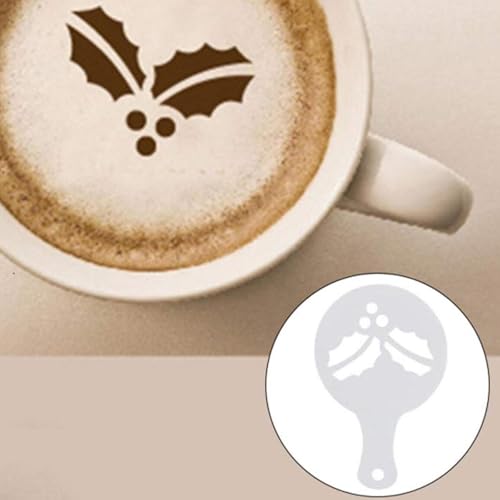 8Pcs Christmas Coffee Stencils for Cappuccino and Hot Chocolate Cake Decoration - Barista Templates for Festive Coffee Art - Image 6