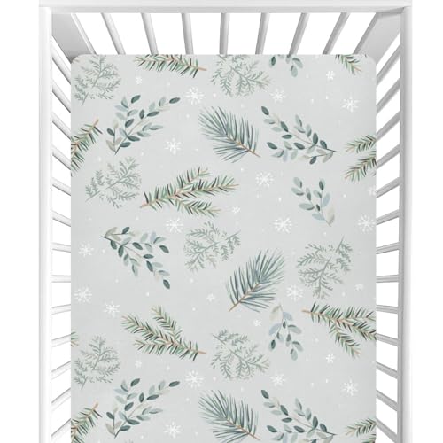 Image of CaTaKu Christmas Winter Forest Crib Sheets for Baby Girls Boys,Neutral Mini Crib Mattress Sheets Fitted, Baby Nursery Bed Sheet for Crib Toddler Mattress 27 inchx 39 inch