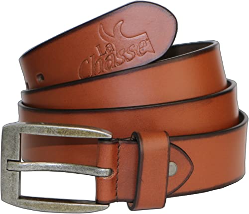 La Chasse® Oefele Jagd & Outdoor Shop Bison Ceinture en cuir de vachette véritable Marron foncé, cognac, 95 - 125
