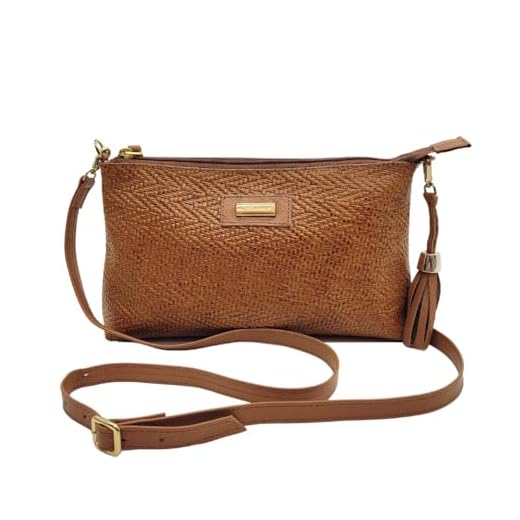 Bolsa Transversal Feminina Couro Legítimo Alça Regulável Bolso Interno (Café Palha)