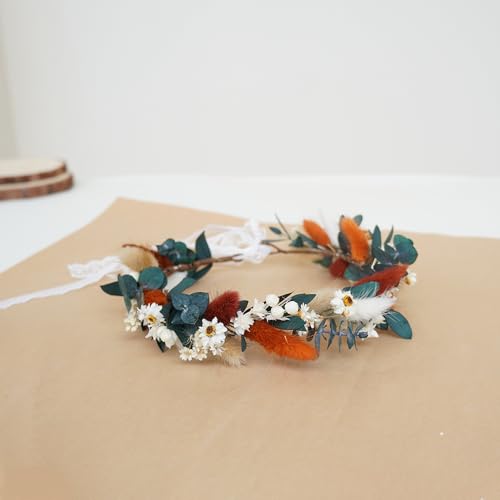 Corona de flores secas para boda conjunto nupcial miniatura 2