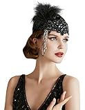 BABEYOND Women's 1920s Headband Flapper Feather Headpiece with Chain Roaring 20s Great Gatsby Themed...