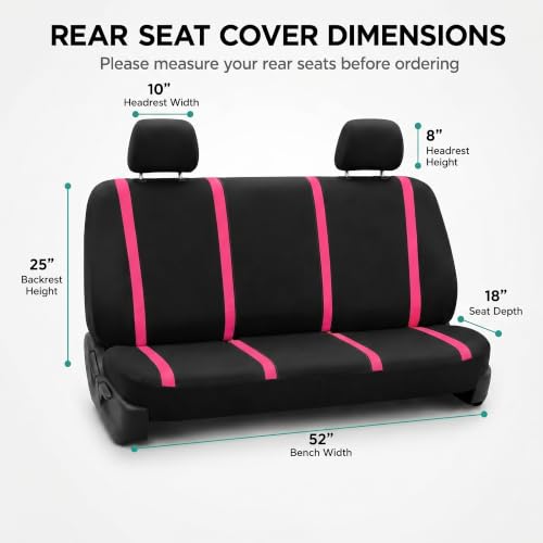 Image of FH Group Car Seat Covers Rear Set Cloth - Car Seat Covers with Removable Headrest,Universal Fit,Automotive SeatCovers,Washable Car SeatCover for SUV,Sedan,Van Pink