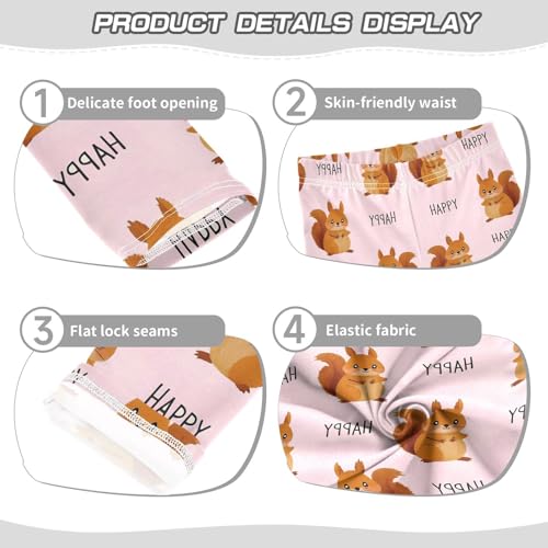 Cute Squirrel Pink Girls Leggings Soft Stretch Workout Yoga Dance Pants for Kids Casual Tights3