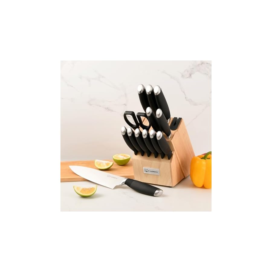 15-Piece-Knife-Set-German-Steel-Durable-and-Dishwasher-Safe-Ergonomic-Handle-Knife-Block-set-with-Built-in-Sharpener-for-Chopping-Slicing-DicingCutting-Black 15-Piece Knife Set, German Steel, Durable and Dishwasher Safe, Ergonomic Handle Knife Block set with Built-in Sharpener for Chopping, Slicing, Dicing&Cutting Black