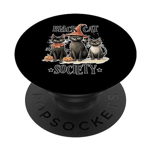 Cat Society Spooky Halloween Creepy Ghostly Black Design PopSockets Swappable PopGrip
