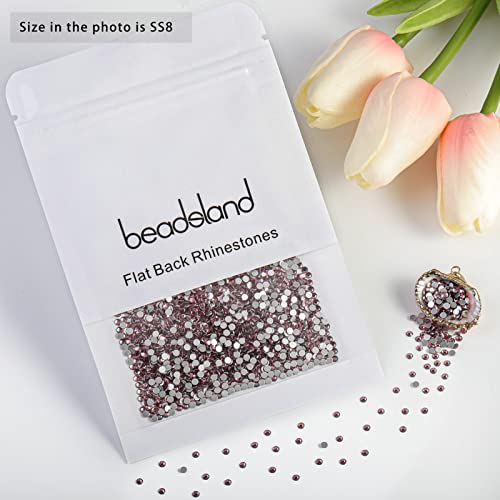 Image of Beadsland Flat Back Crystal Rhinestones Round Gems for Nail Art and Craft Glue Fix, Light Purple, 2.3-2.5mm, SS8 /1440pcs