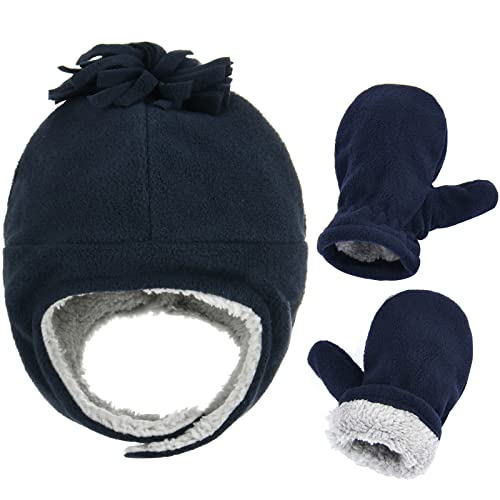 Conjunto de chapéu de inverno infantil com luvas - Conjunto de touca de lã quente para bebês e crian