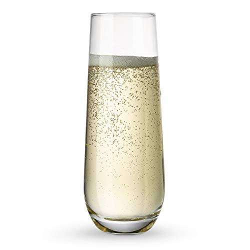 KooK Champagne Flutes, Champagne Glasses, Mimosa Glasses, Stemless Champagne Flutes, Set of 8, 9.4oz, Rose, Prosecco, for Weddings and Parties, Dishwasher Safe - Image 3