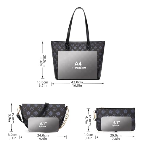 Image of Women Fashion Synthetic Leather Handbags Tote Bag Shoulder Bag Top Handle Satchel Purse Set