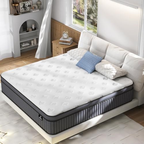 12 Inch Firm Hybrid Queen Size Mattress with Memory Foam and Pocket Springs for Pressure Relief and Strong Edge Support