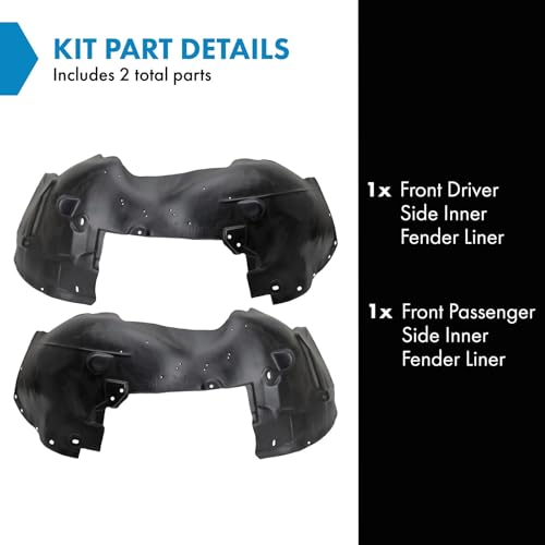 Image of TRQ Front Driver and Passenger Side Inner Fender Liner Set Compatible with 2007-2013 Chevrolet Avalanche Suburban 2500 2007-2014 Suburban 1500 Tahoe without Off Road Package