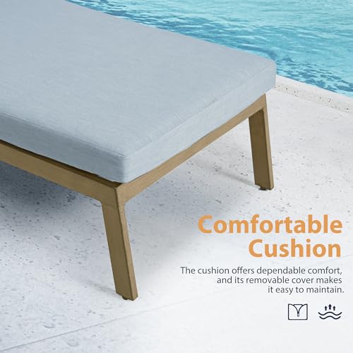 HAPPATIO Set of 2 Adjustable Aluminum Outdoor Chaise Lounges with Cushions - Ideal for Beach, Yard, or Poolside (Brown)