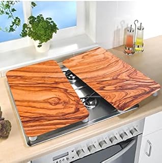 Set of 2 Universal Gas Electric Induction Hob Stove Covers Chopping Board Worktop Surface Protectors Oak
