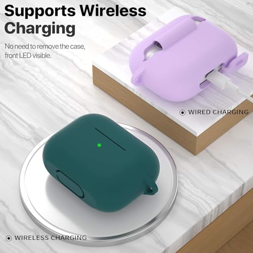 Image of EDNITA Airpods Pro 2 Case with Cleaning Pen Compatible with Airpod 2 Pro & Airpods Pro, Earphone Case Cover Keychain | Shock Ressitant Full Protection LED Visible (Pine Green)