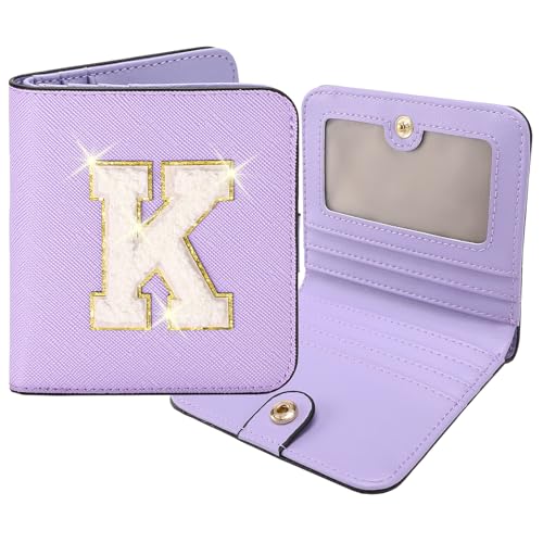 Image of RNIEGA Initial Wallet Women Small Teen Girl Gifts Trendy Stuff Girls Wallets Personalized Christmas Birthday Gift for Women Friends Daughter Granddaughter 6 7 8 9 10 11 12 13 Year Old Purple K