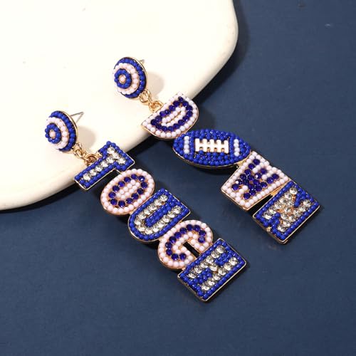 Game Day Earrings for Women BeadedTOUCH DOWN Drop Dangle Earrings Sports FootballAccessories Jewelry Gifts3