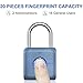 eLinkSmart Fingerprint Padlock - Blue Metal Keyless Thumb Lock for Gym Locker School Locker Backpack Suitcase Luggage