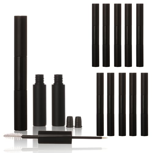 COSIDEA 10PCS Empty 5mlx2 dual Ended Mascara Tubes and Eyeliner tube 10ml 2 in 1 mascara tube and wand for castor oil eyelash glue bottle