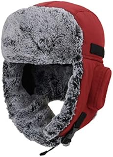 ZffXH Women Earflap Fur Ushanka Russian Bomber Hat Men Waterproof Warm Winter Thermal Trapper Cap Ski Eskimo Cap Aviator Trooper Hunting Hat