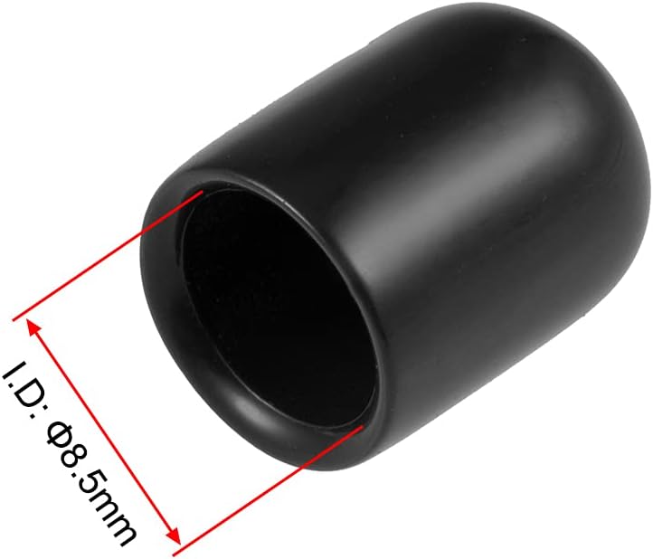 80pcs Rubber End Caps 8.5mm ID Vinyl Round End Cap Cover Screw Thread Protectors Black
