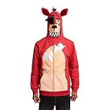Bioworld Five Nights at Freddy's Foxy Character Men's Full-Zip Cosplay Hoodie -Large Orange