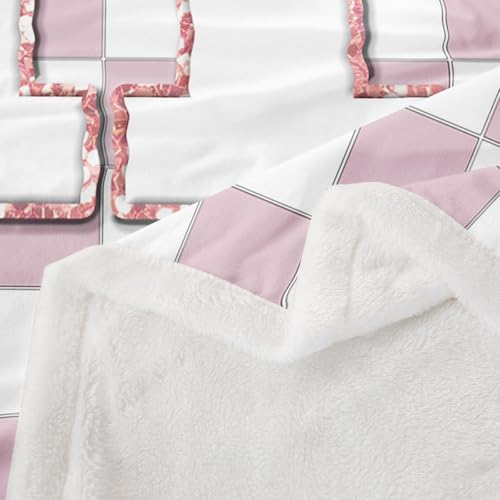 Image of Erosebridal Pink Initial H Fleece Blanket Throw 50 inchx60 inch Kawaii Plaid Checkered Sherpa Blanket Cute Personalized Monogram Fuzzy Plush Throw for Kids Girls,Fashion Grids Gingham Decor for Bed Couch