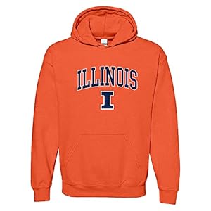 UGP Campus Apparel AH03 – Illinois Fighting Illini Arch Logo HOODIE – Medium – Orange