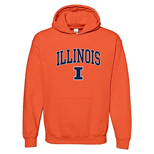 UGP Campus Apparel AH03 – Illinois Fighting Illini Arch Logo HOODIE – Medium – Orange