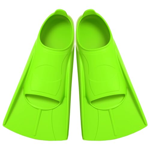 Schwimmflossen Taucherflossen Kinder, Silikon Kurz Flossen, Komfortable Trainingsflossen für Training Schwimmen oder Schnorcheln Kinder Erwachsene (Zitronengrün, XXS(27-29))