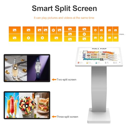 Image of 27 Inch Touch Screen Kiosk, 10pt PCAP Touch Screen Digital Signage, Plug&Play K-Style Indoor Digital Signage, Interactive LCD Display Signage, CMS /U-Disk Publish Content, Split Screen, Android 11