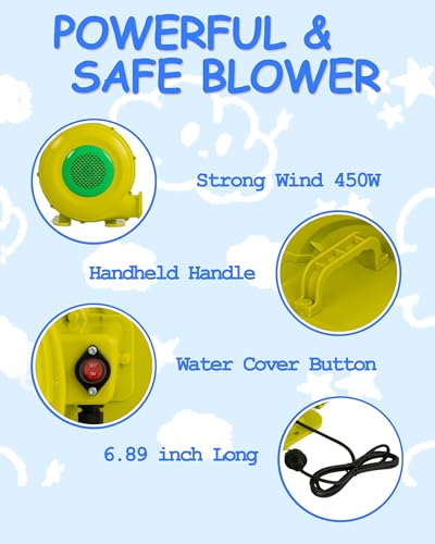 Inflatable Double Water Slide for Kids, Water Park Backyard Summer with Large Pool &Long Slides, Inflatable Bounce House with Climbing Wall,A Water Cannon,a Water Spraying,2 Water Guns,450W Air Blower - Thumbnail 7