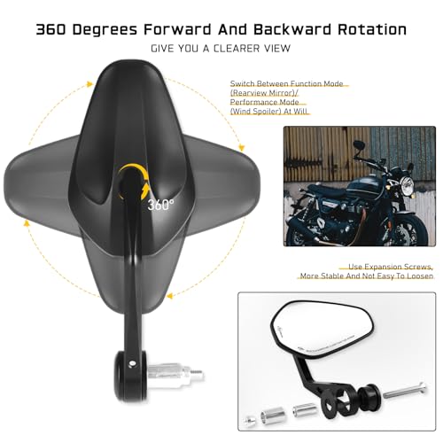 Image of DREAMIZER Motorcycle Mirrors Bar End Mirror Universal Rear View Mirrors for Motorcycles 7 /8 inch Handlebars, Compatible with Honda Grom, Yamaha, Kawasaki, Ducati, Suzuki and More