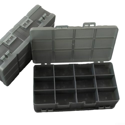 Estuche organizador de plástico con ranuras de rejilla múltiple para caja de almacenamiento de herramientas, diseño de compartimento ajustable, construcción transparente y resistente, 195 x 100 x 21