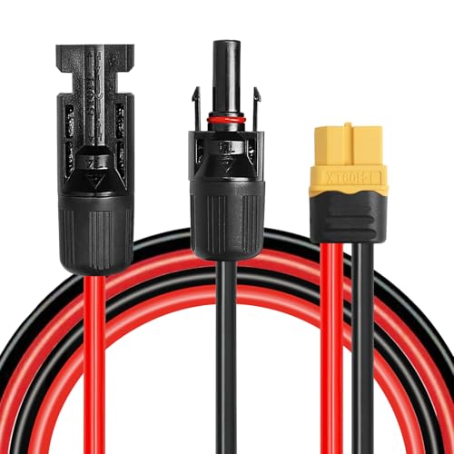 MOOKEERF Solar to XT60 Extension Cable 10AWG 5FT Solar Connector to XT60 Adapter Cable for Solar Panel to Portable Power Station Solar Generator Battery Pack