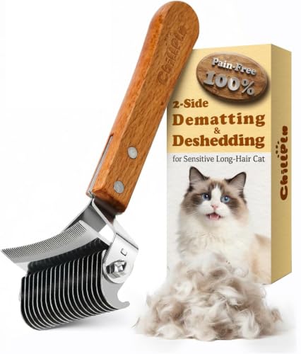 Cat-Brush-for-Indoor-Cats-Long-Haired-Cats-Deshedding-Dematting-Comb-for-Cats-2-in-1-Undercoat-Rake-for-Cat-Grooming-Efficiently-Removes-Loose-Hair-Tangles-Safe-Detangler-for-Matted-Hair Cat Brush for Indoor Cats & Long Haired Cats, Deshedding & Dematting Comb for Cats, 2-in-1 Undercoat Rake for Cat Grooming, Efficiently Removes Loose Hair & Tangles, Safe Detangler for Matted Hair - Image 1