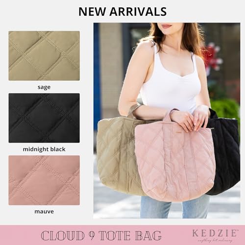 Image of KEDZIE Quilted Cloud 9 Convertible Backpack Purse for Woman - Midnight Black