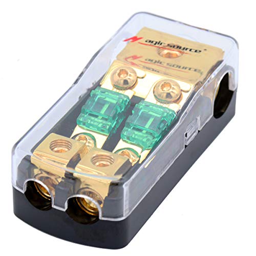 Magic Source Mini Anl Fuse Holder 0/2/4 Gauge In 4/8 Gauge 2-Way Out For Car Audio Amplifier Copper Fuse Distribution Block With 60Amp Mini Fuses #TOP5
