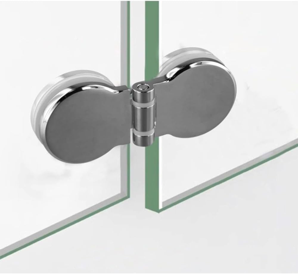 2pcs 180 Degree Heavy Duty Cabinet Hinge Frameless Shower Door Hardware Replacement with 6-10mm Thick Glass clamped on Both Sides for Glass Shower Doors