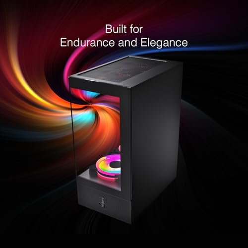 Image of FINGERS C-Vision-5N Micro-ATX PC Cabinet with Dual Toughened Glass Panels, 5 Pre-Installed ARGB Fans, Liquid Cooler Compatibility, Magnetic Dust Filter, USB 3.0 for Premium Performance & Style (Black)