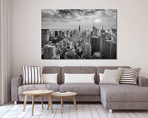 Office Wall Decor Nyc Skyline Black And White Canvas Wall Art New York City Picture Printing Urban View Wall Painting For Home Bathroom Poster Framed Ready To Hang(36X24 Inches) #TOP1