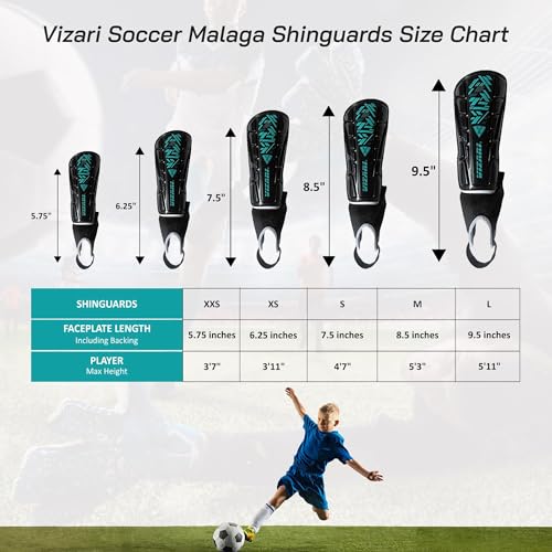 image for Vizari Malaga Shin Guards for Kids & Adults – Soccer Shin Guards wit
