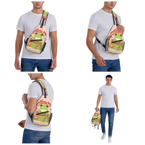 Bolso pechera pequeño unisex con diseño de ranas y hongos miniatura 7
