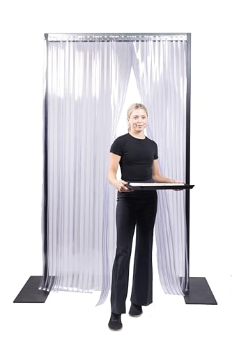 Image of Strip Door Curtain Kit - 36 inch (3 ft) Width x 84 inch (7 ft) Height - Low-Temp Clear 8 inch Wide x .08 inch Thick PVC Strips, 50% Overlap - NSF & USDA Approved - Freezer Strip Door Kit - Made in USA