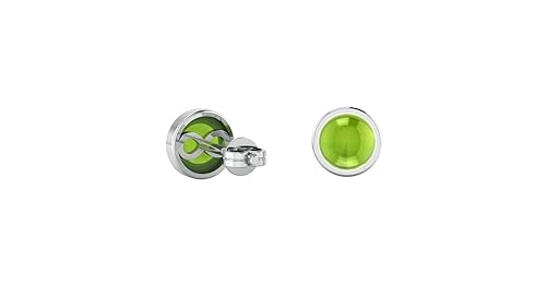 Miniatura 3 de Geminspire Natural Tiny 6mm Peridot Stud Post Earrings for Women and Girls, Handmade Round Bezel 925 Sterling Silver, August Birthstone Jewlery