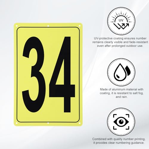 Placa de aluminio número 34 marcador de área grande rectangular 12x8 para pared o poste 3
