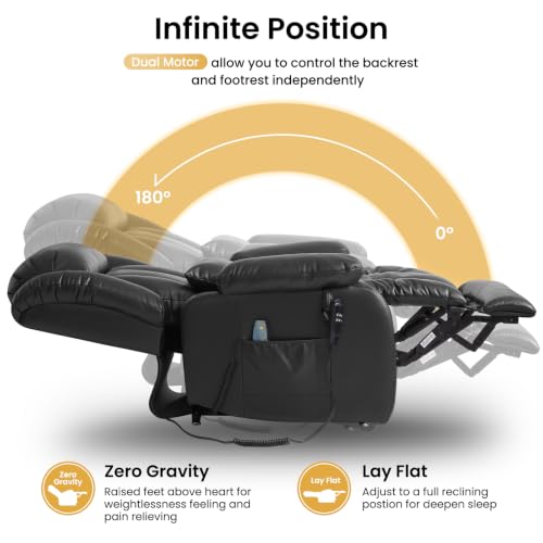 Image of Dual Motor Infinite Position Lay Flat Power Lift Recliner Chair for Elderly